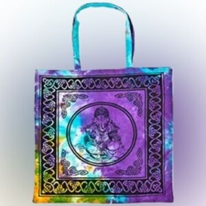 Lord Ganesh Tote Bag in tie dye